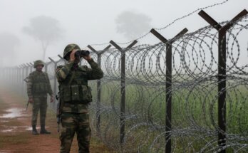 BSF personnel on high alert at the India-Bangladesh border during the December 2025 political unrest