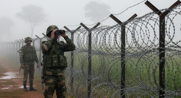 BSF personnel on high alert at the India-Bangladesh border during the December 2025 political unrest